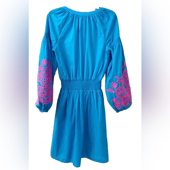 sachin and babi light blue dress Lilly Pulitzer Analynn Turquoise Oasis Embroidered Dress Size Small main image 0